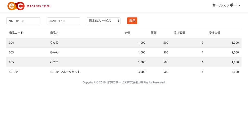 セット商品販売レポート