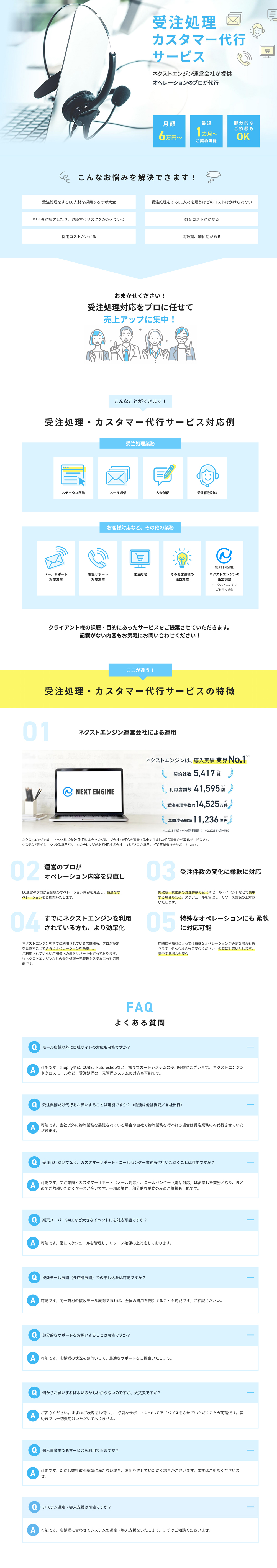 受注処理・カスタマー代行サービス