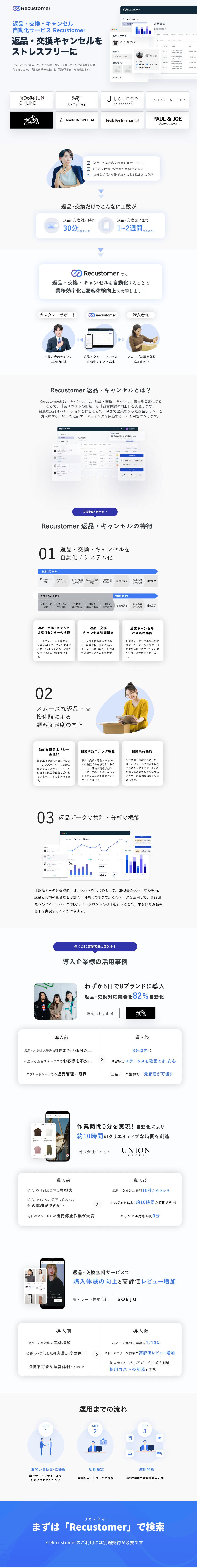 ECサイト購入体験プラットフォームRecustomer